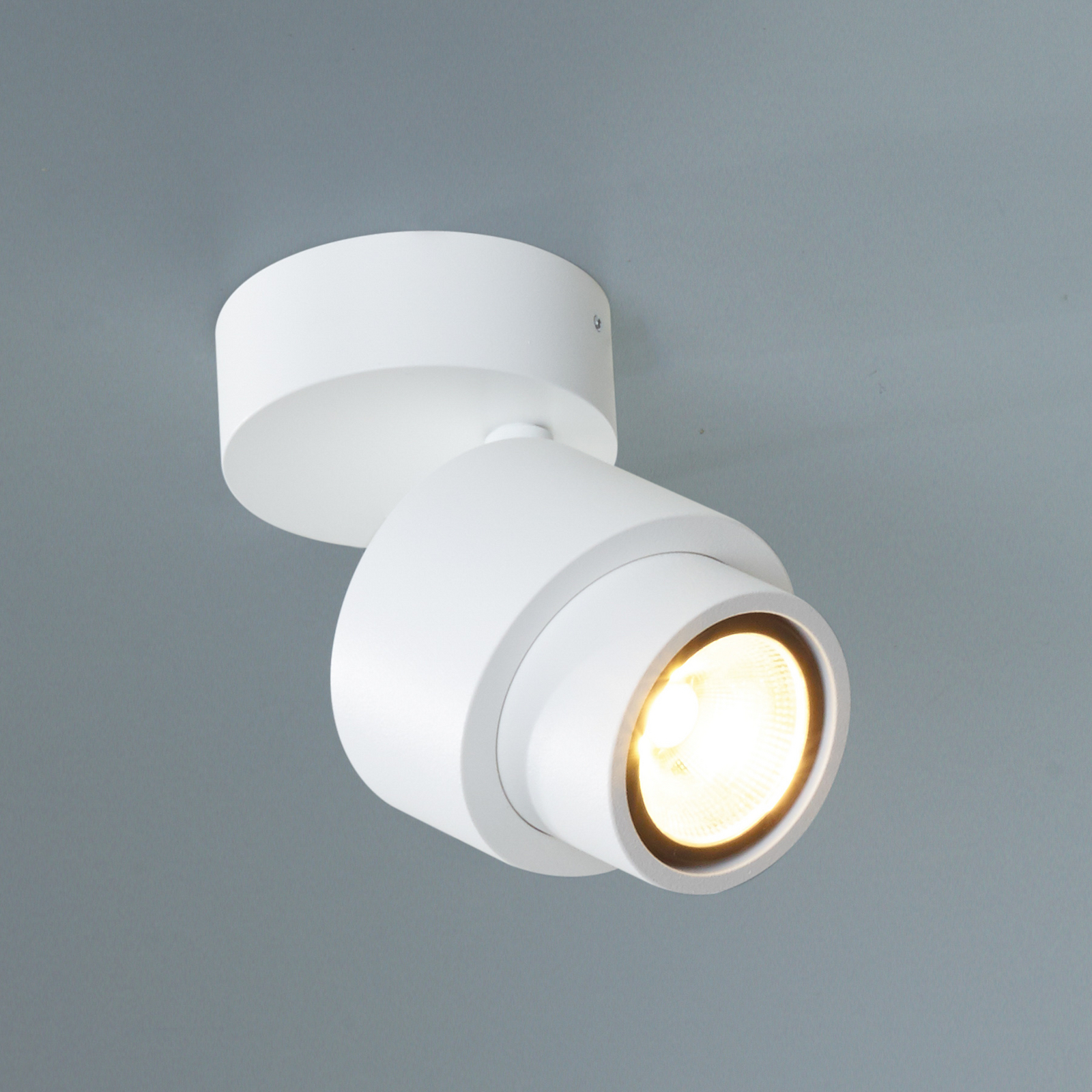 LED spot BRUSH, wit, Ø 7 cm, metaal, dimbaar, 2.700 K