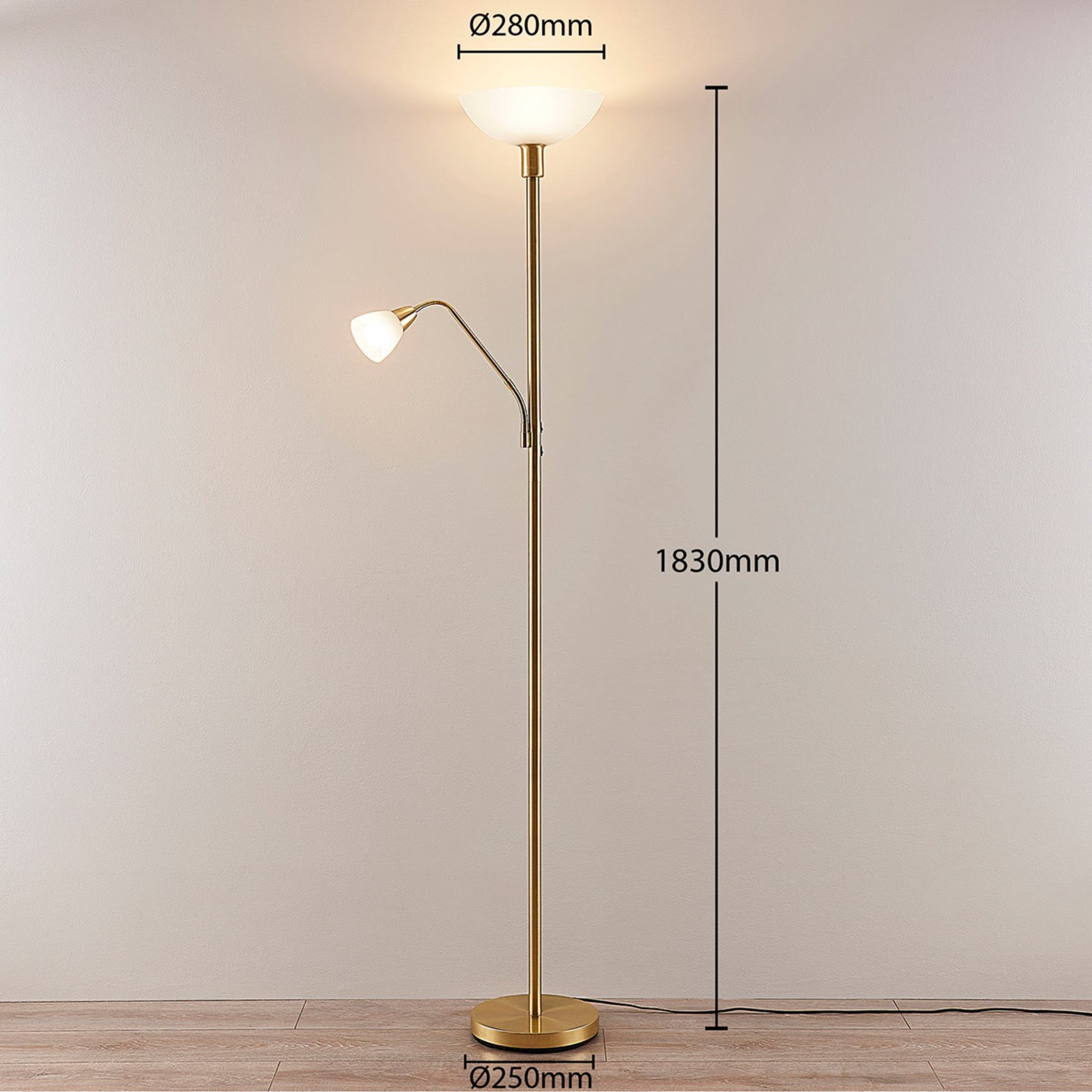 Jost Vloerlamp Brass/White - Lindby