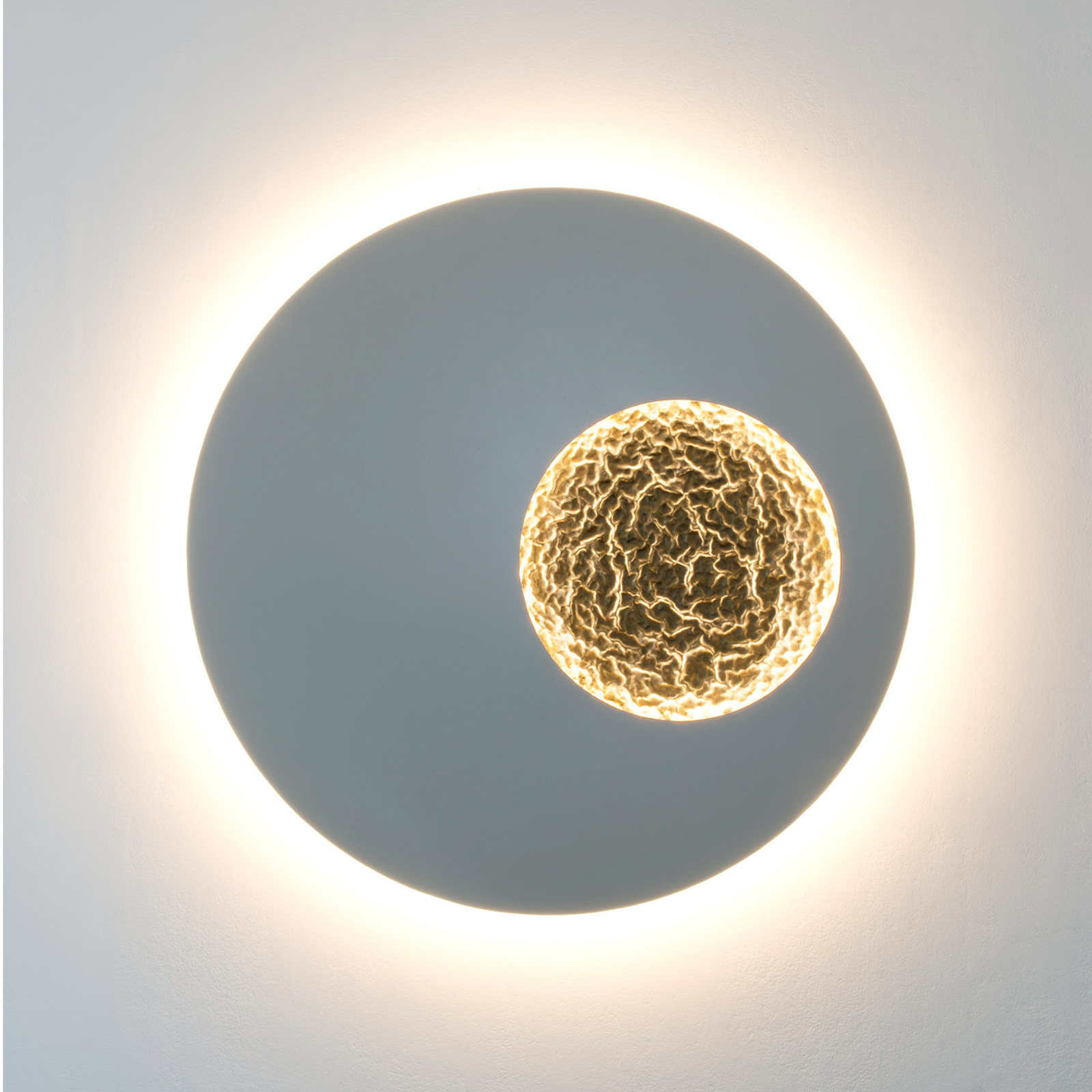 LED wandlamp Luna, grijs/goudkleurig, Ø 80 cm, ijzer