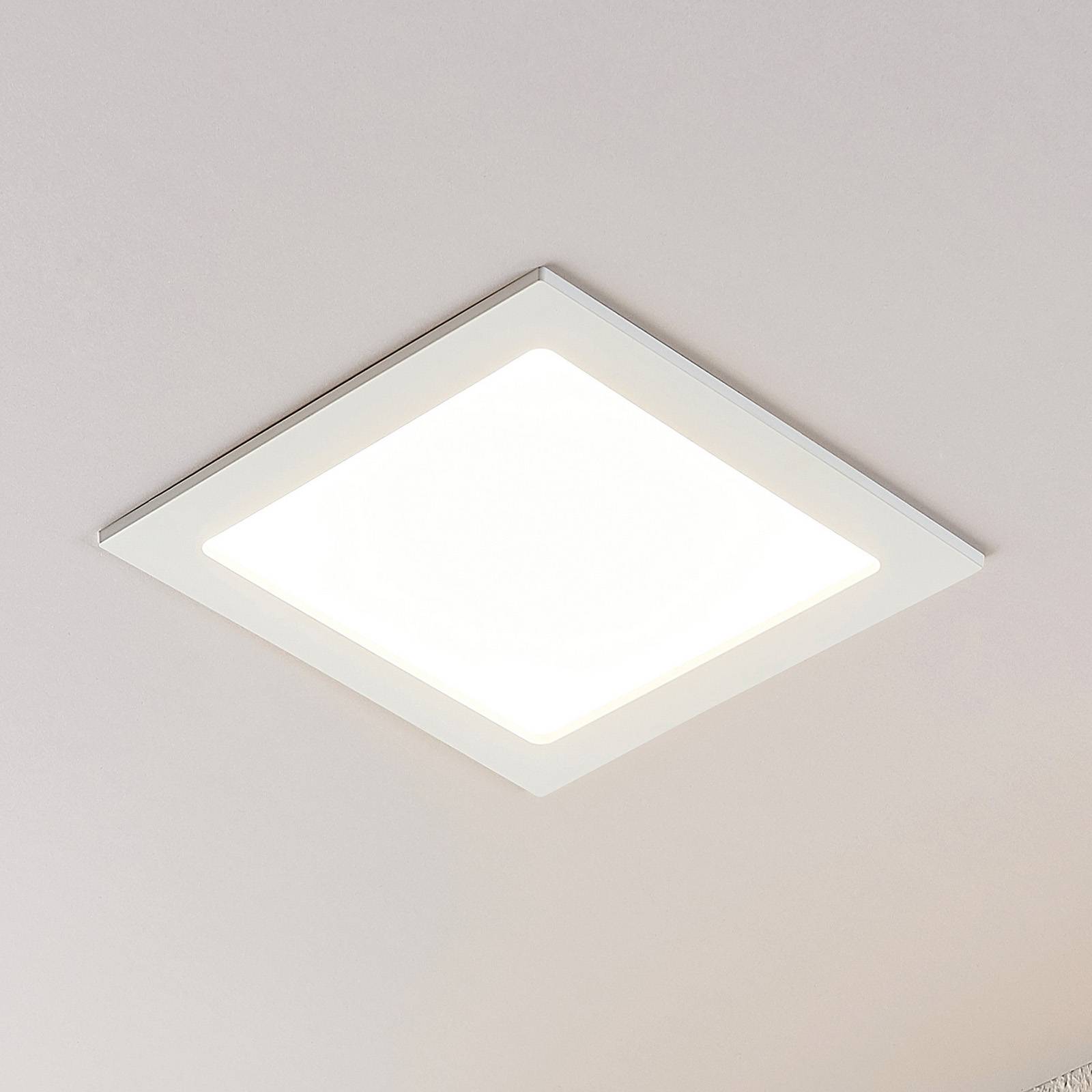 Arcchio LED-indbygningsspot Joki hvid 3000K kantet 24cm Plast