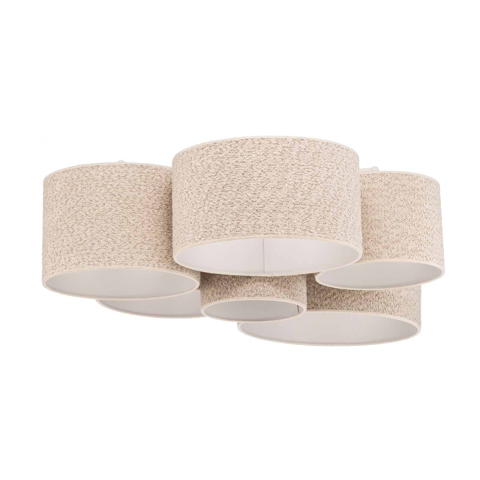 Bouclé ceiling light with 6 lampshades, ecru