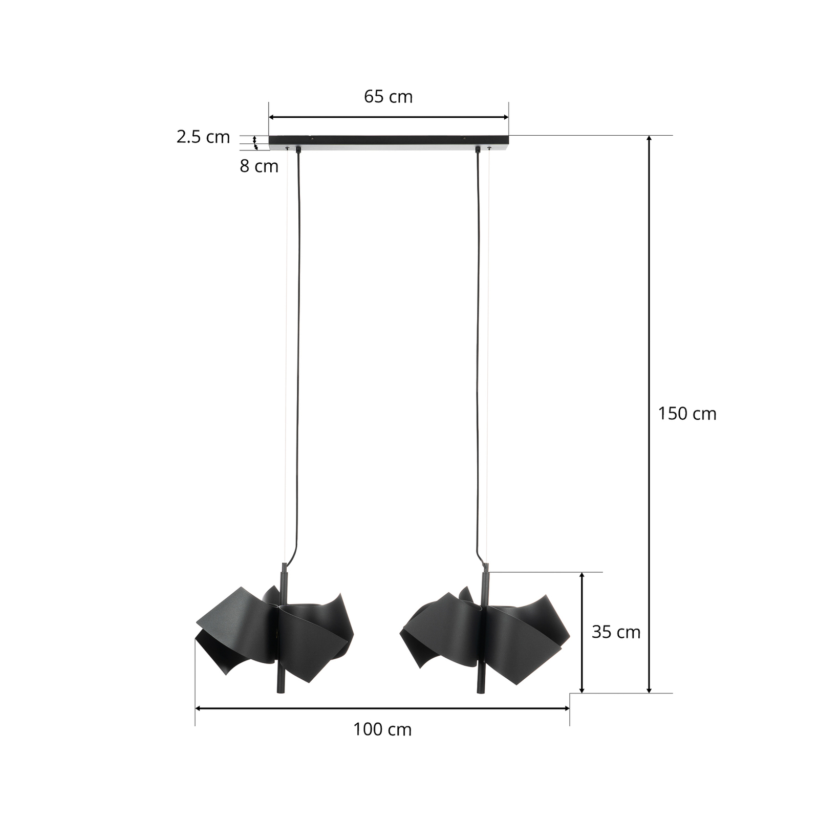 Lucande Imron hanglamp, 6-lamps, zwart