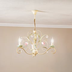 Lámpara de araña Florina con decoración floral, 3 luces
