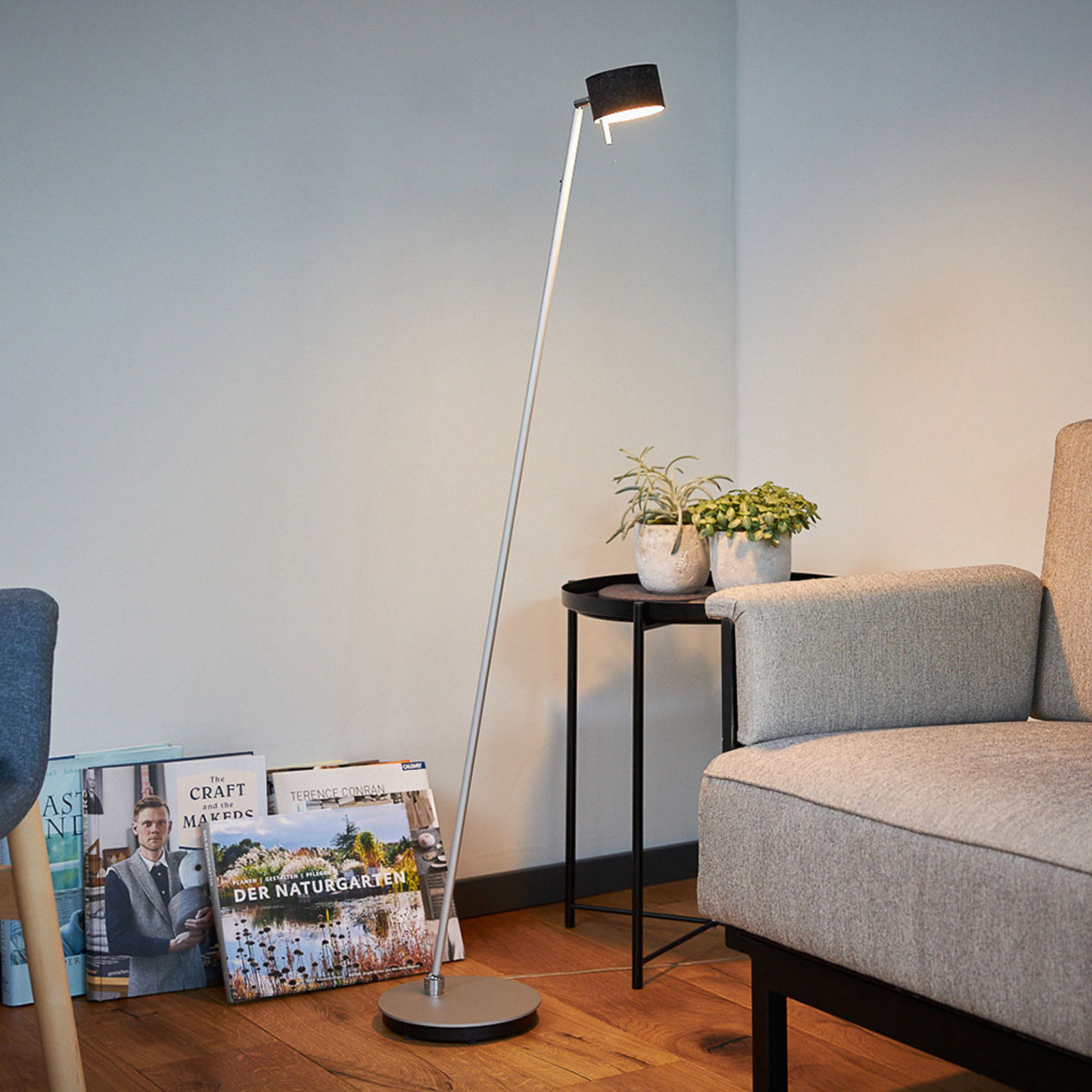 CAI LED floor lamp, dimmable, graphite/wool white