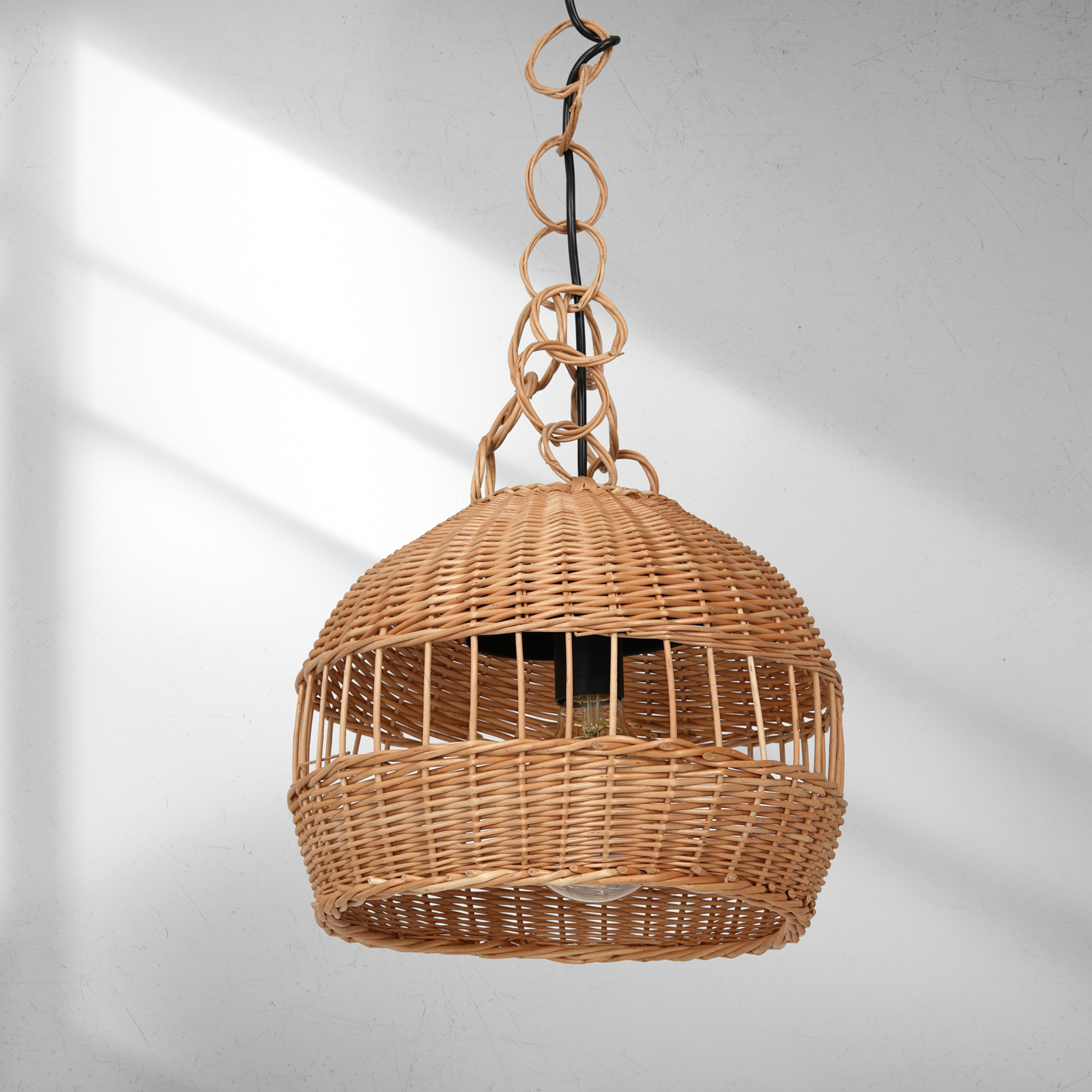 Függő lámpa Vimini fonott ernyő barna, Ø 29 cm