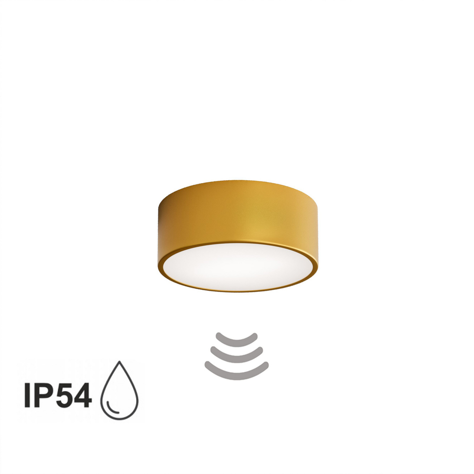 Deckenlampe Cleo 200, gold, Sensor, IP54, Ø 20 cm, Metall