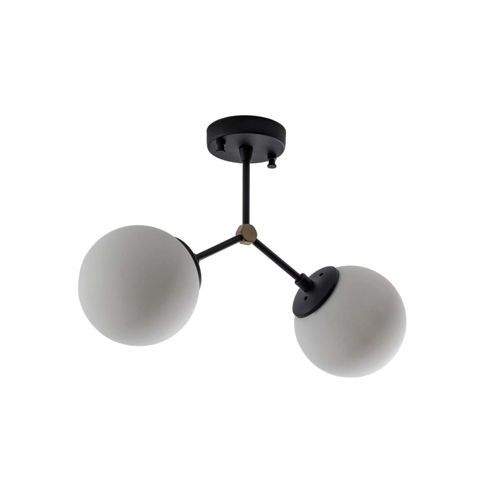 Candeeiro de teto Damar, preto, vidro, 2 lâmpadas, comprimento 44 cm Candeeiro de teto Damar, preto, vidro, 2 lâmpadas, comprimento 44 cm