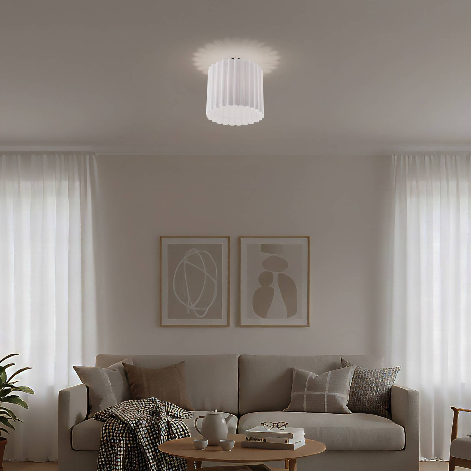 Duolla Plafoniera Aria, Bianca, Microfibra, E27-image