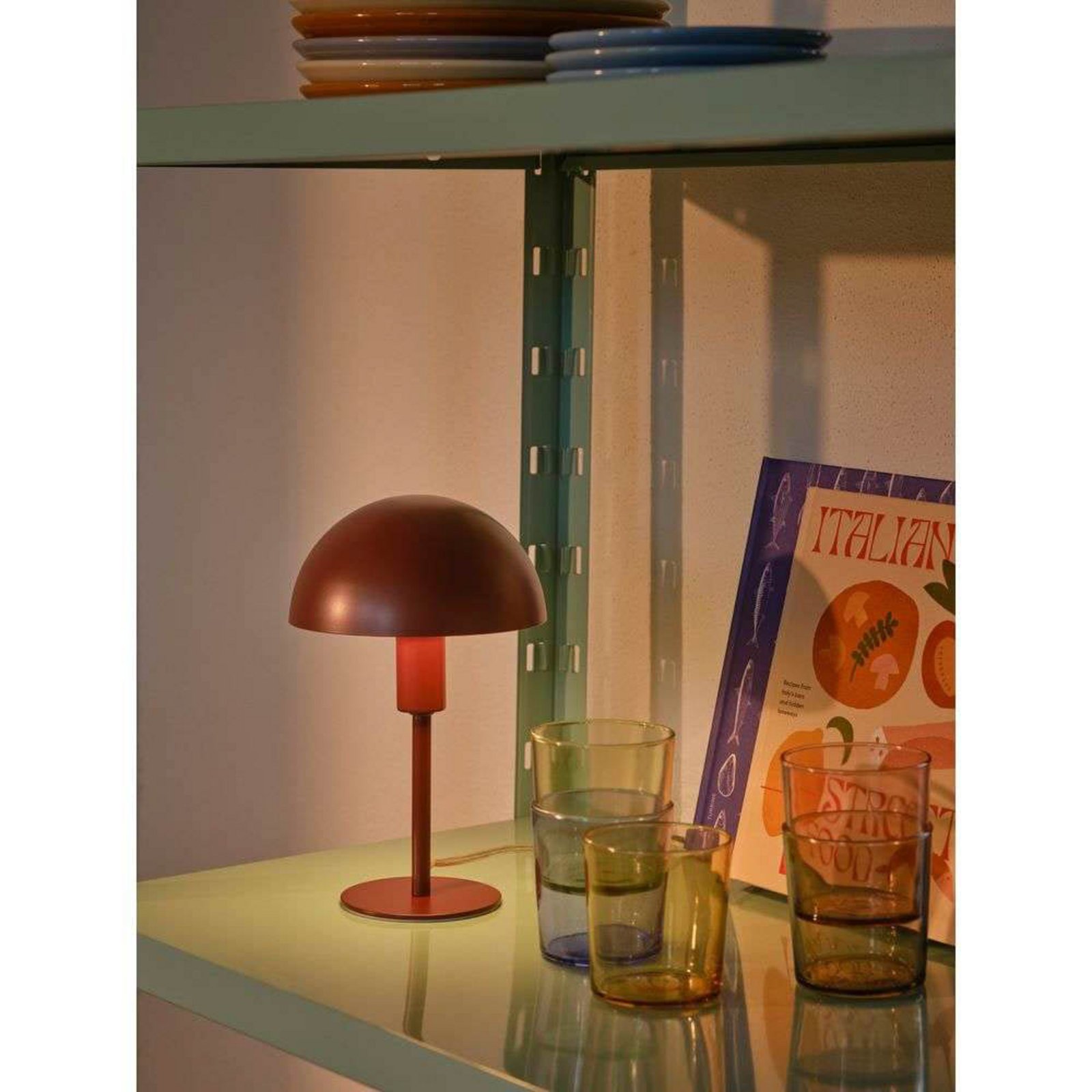 Bordlampe Ellen mini, bordeaux, høyde 25 cm, metall