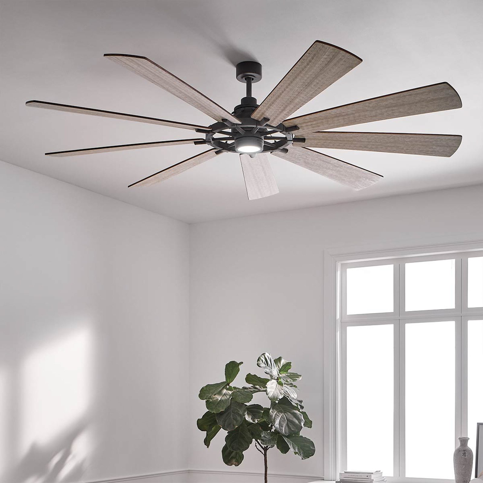 Gentry 85 dark walnut/white LED ceiling fan