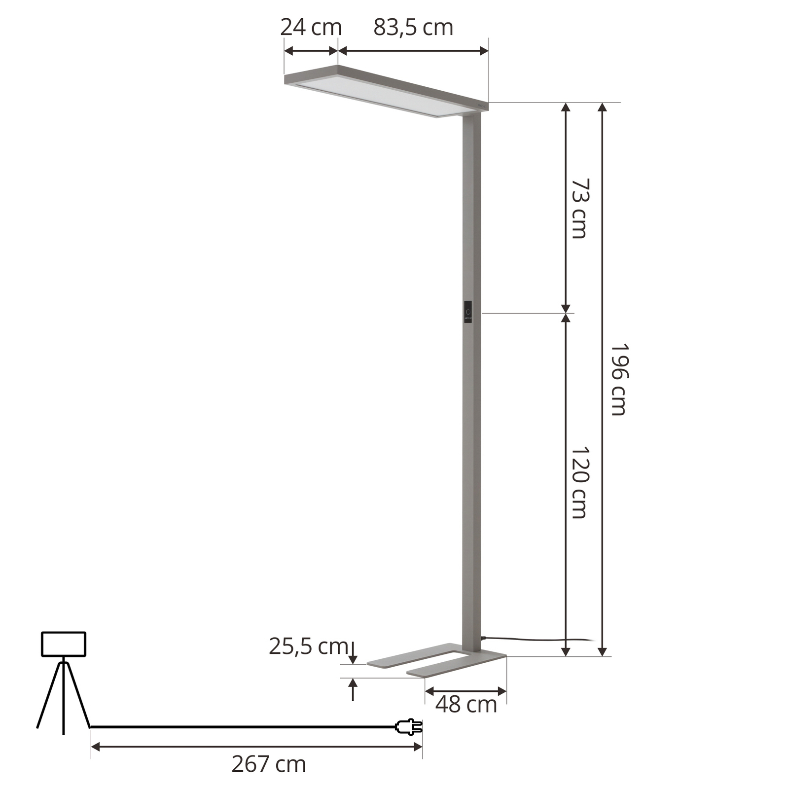 Arcchio Finix LED-Stehleuchte silber 80 W dimmbar
