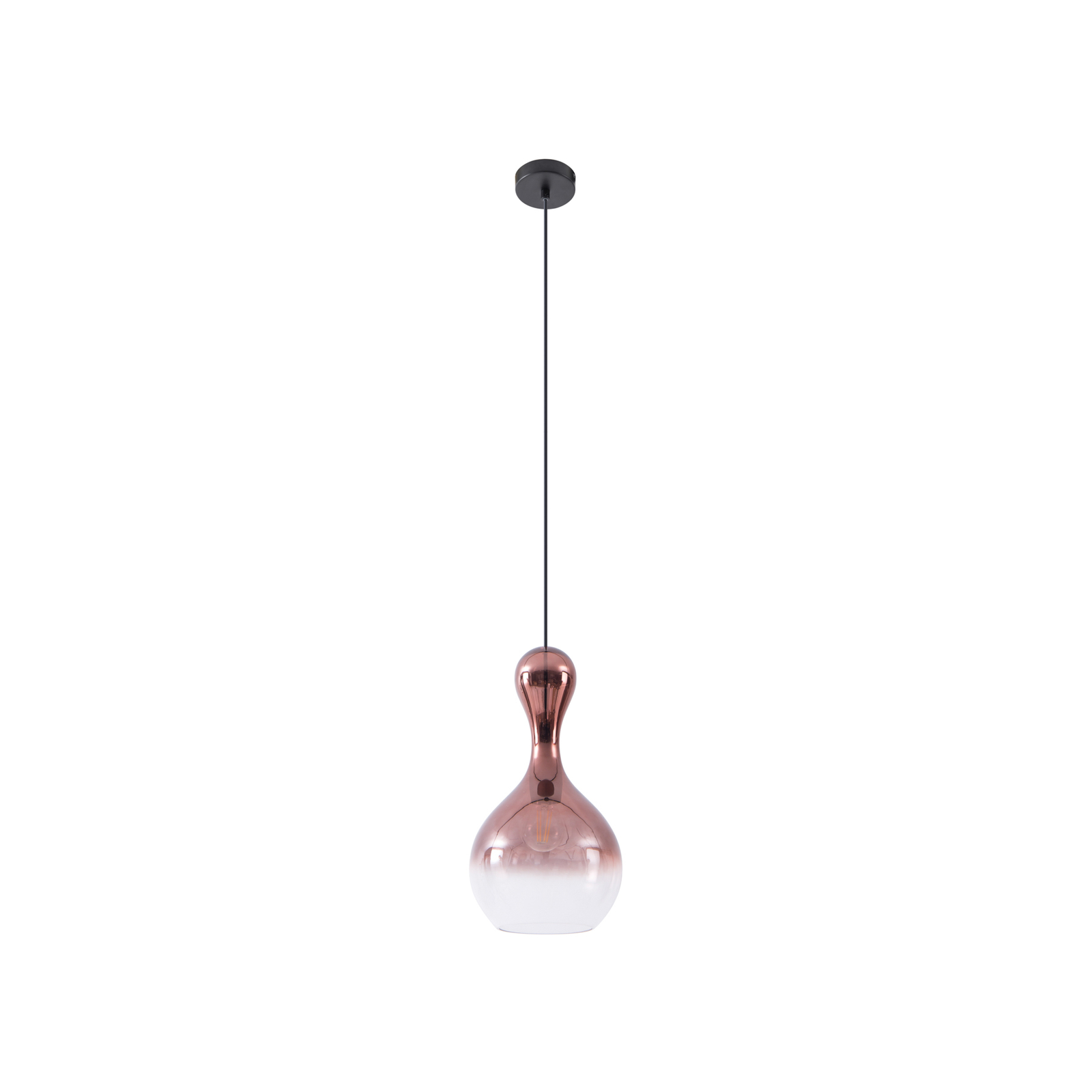 Lucande candeeiro suspenso Lyrisa, 1 lâmpada, cor de cobre, vidro, 22cm
