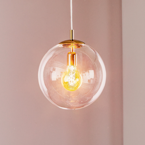 Lampada a sospensione 562, vetro, rosone oro