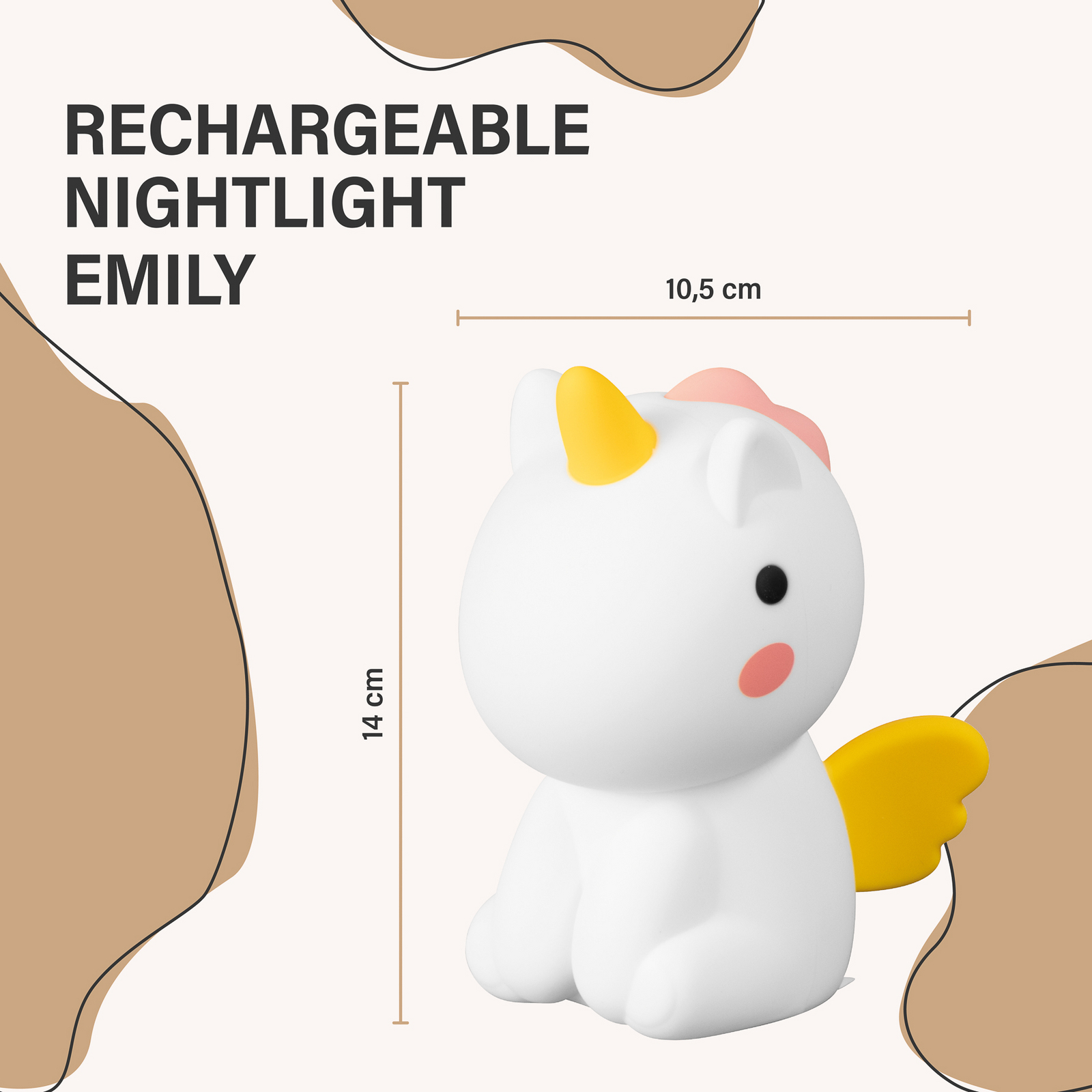 LED-Akku-Nachttischlampe Unicorno, Einhorn, RGB, dimmbar