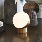 Lampă de masă Beacon Mikoh, metal de culoare alamă veche, sticlă