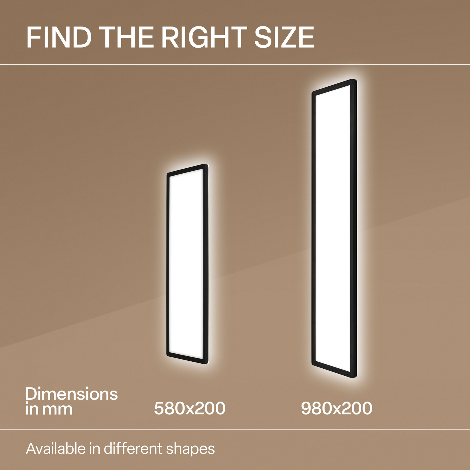 LED paneel Shallow aan/uit, 58 x 20 cm, zwart, 840 achtergrondverlichting