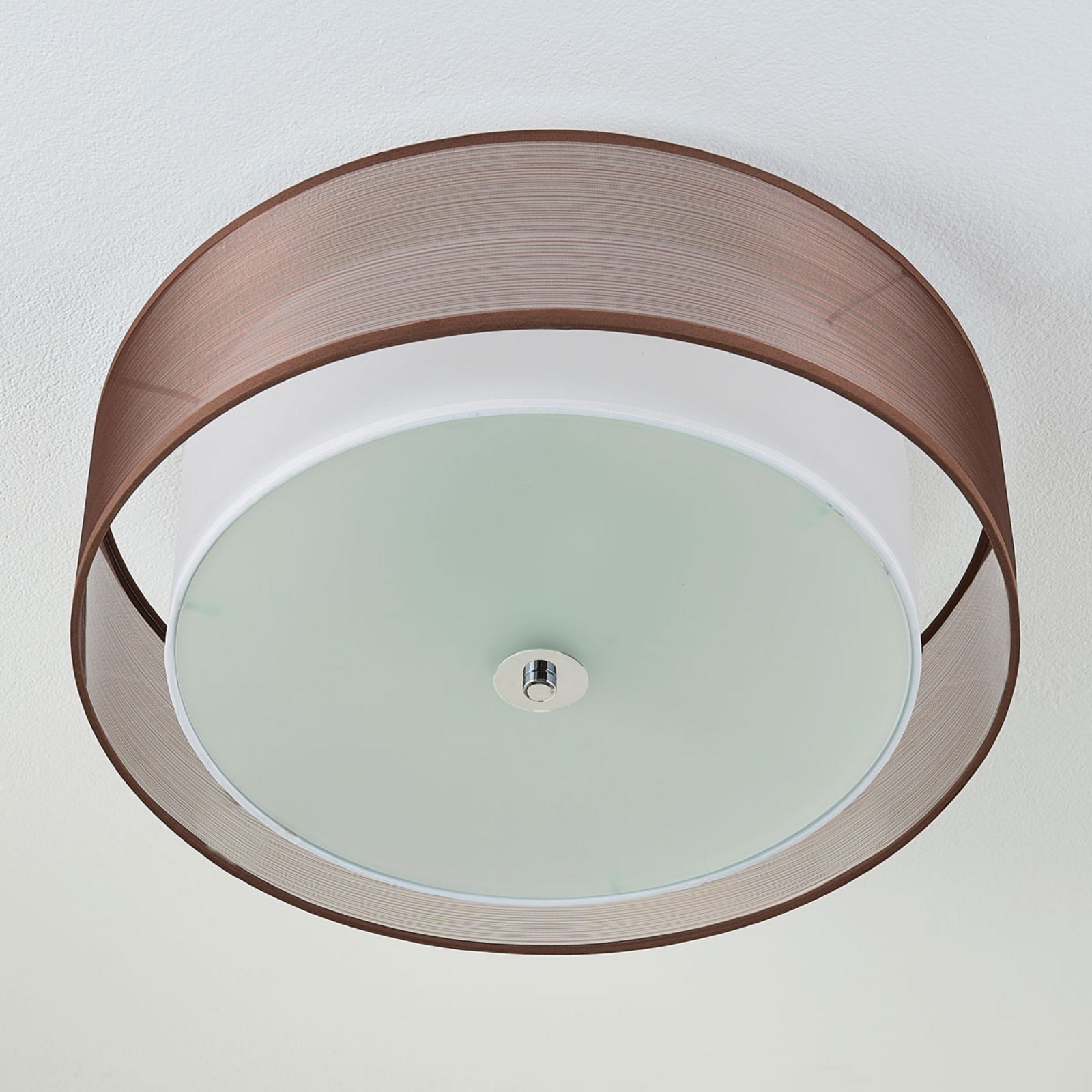 Tobia Ceiling Lamp Brown/White/Chrome - Lindby