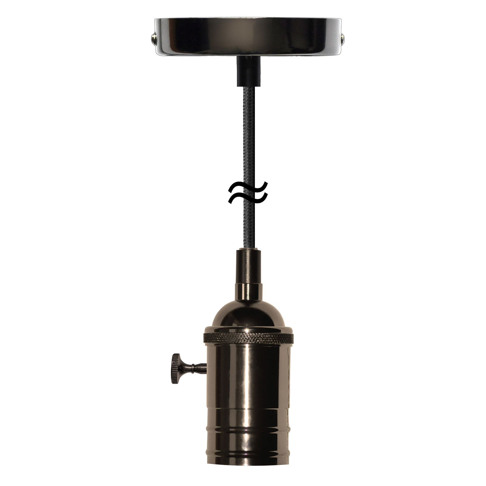 Segula SEGULA Atlanta hanging lamp rotary switch, black, for Living / Dining Room, metal, E27, 60 W, energy efficiency: A++, H: 10 cm