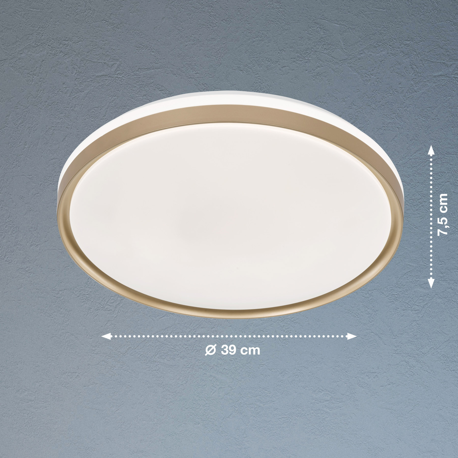 Jaso BS LED ceiling light, Ø 39 cm, gold