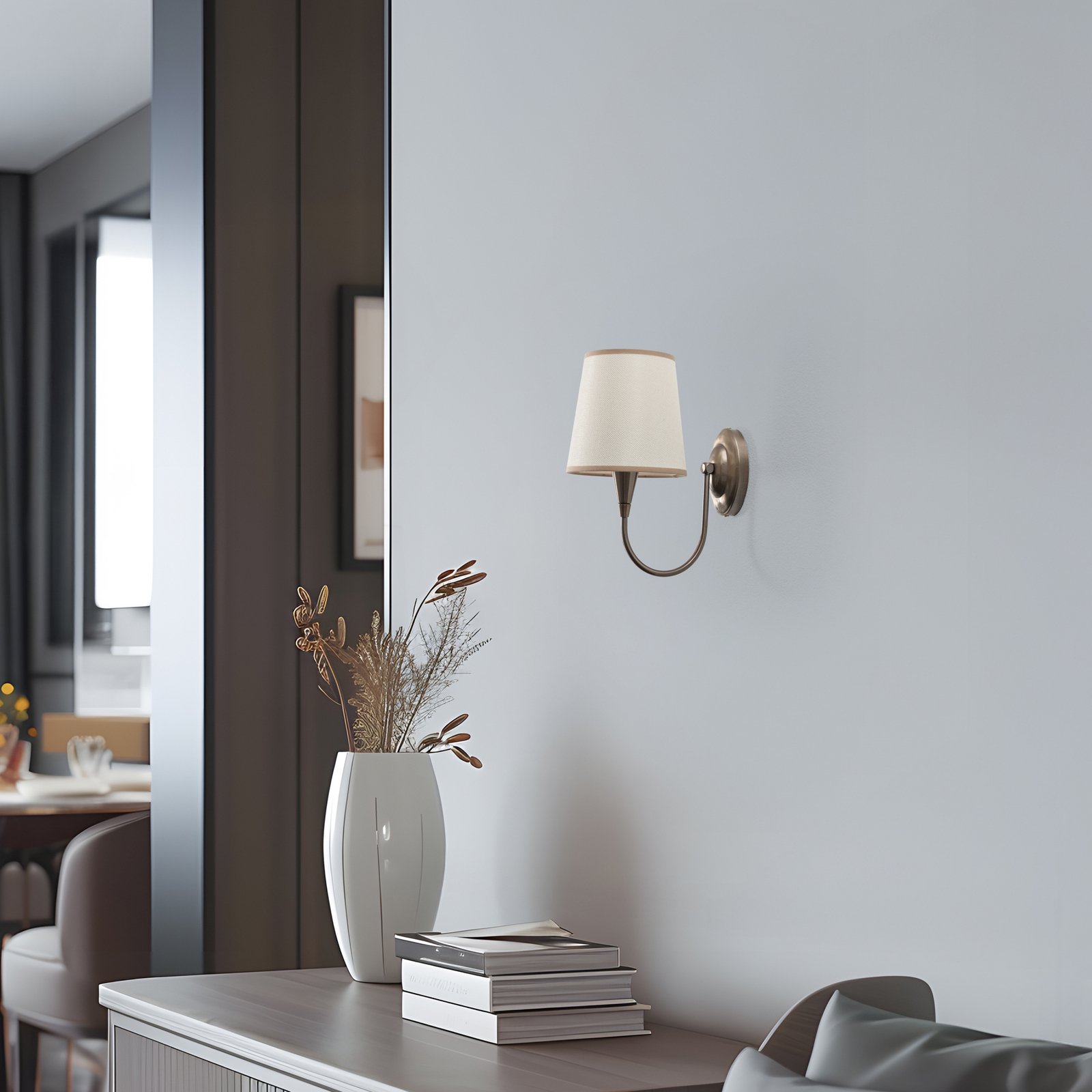 Wandleuchte Pardo, messing, Metall/Stoff, Höhe 31 cm, E27 Wandleuchte Pardo, messing, Metall/Stoff, Höhe 31 cm, E27