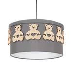 Hanglamp Mis, grijs met houten beren, 1-lamp
