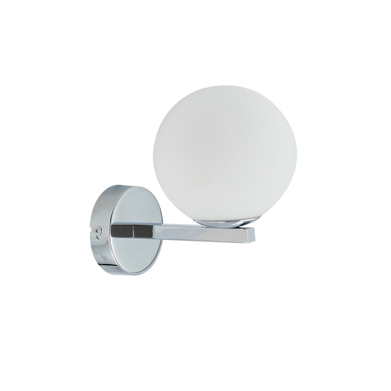 Lucande wall light Bidolo, chrome-coloured, glass, Ø 12 cm, IP44