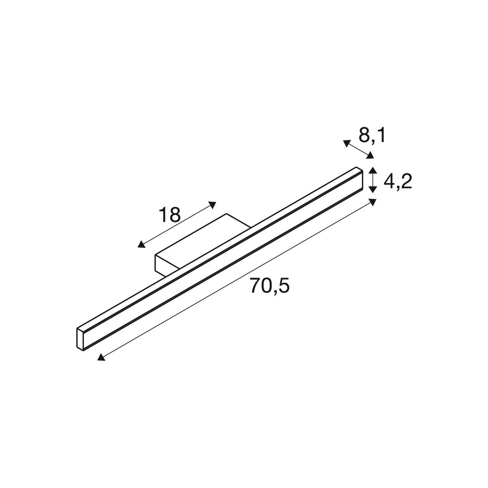 SLV Applique pour salle de bain LED One Linear, 70 cm, noir, CCT