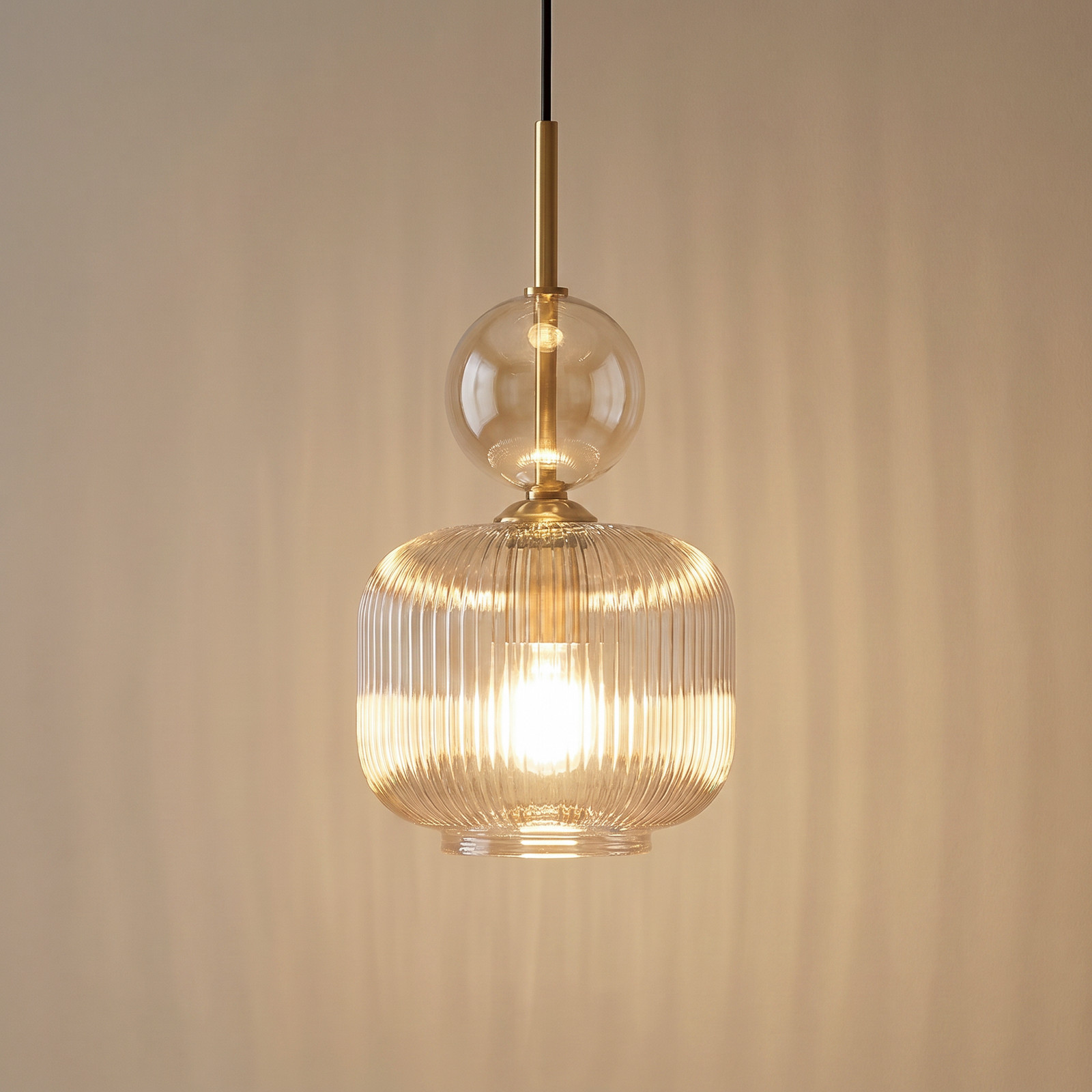 TK Lighting Lampă suspendată Sophia culoare coniac/negru sticlă Ø 15 cm E14 - Camera de zi / sufragerie - Modern - cognac negru