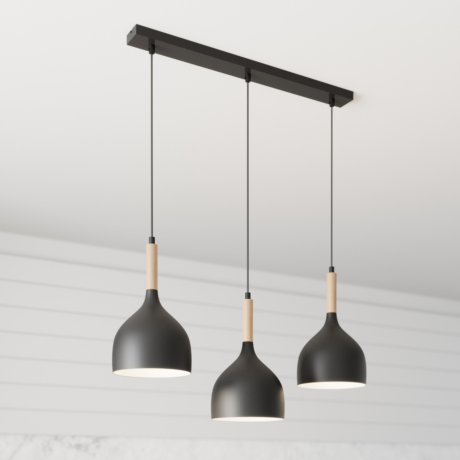 Noak hanging light 3-bulb linear black 