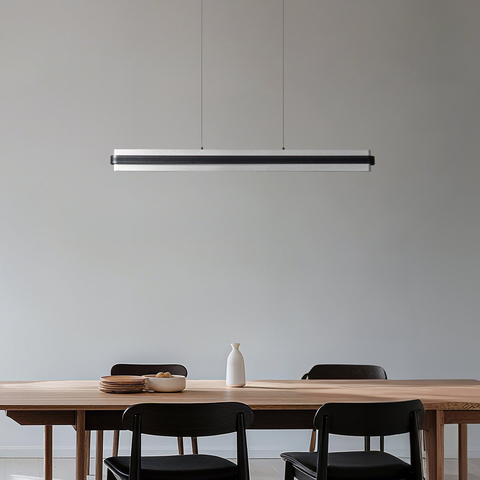 Tarnin LED hanglamp, zwart/nikkel, 98 cm - Lucande Tarnin LED hanglamp, zwart/nikkel, 98 cm - Lucande