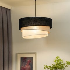 Lámpara colgante Euluna Trio, negro/gris/blanco, textil, Ø 45 cm