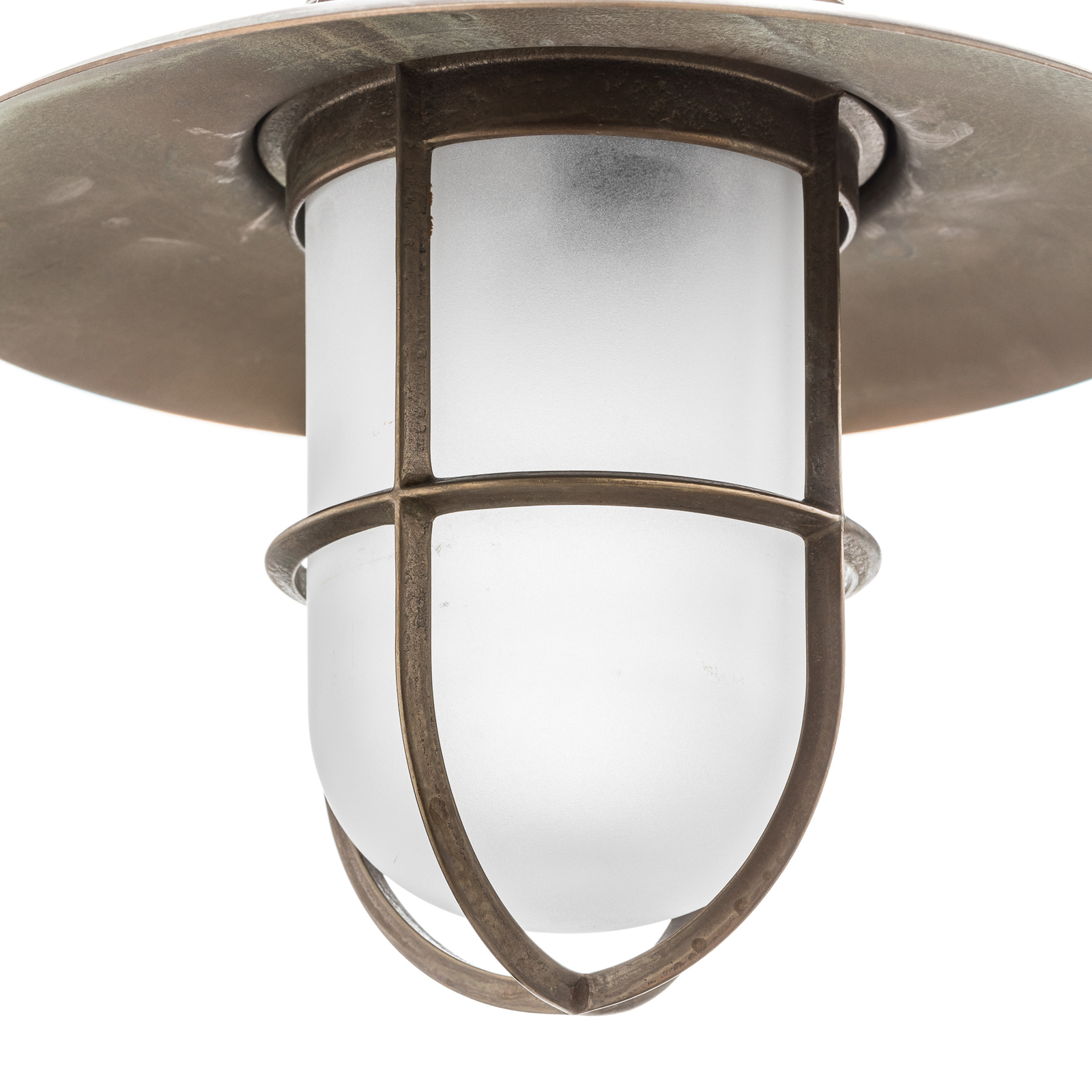 Antique outdoor wall light with grille, frosted glass