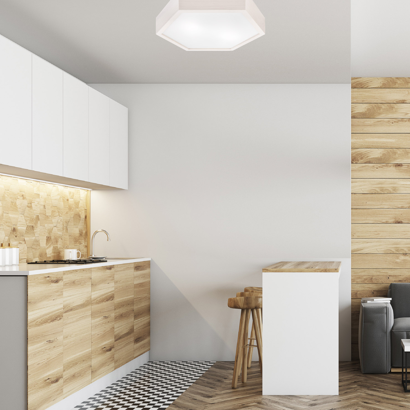 Hagen Plafondlamp White Pine Wood - Envostar