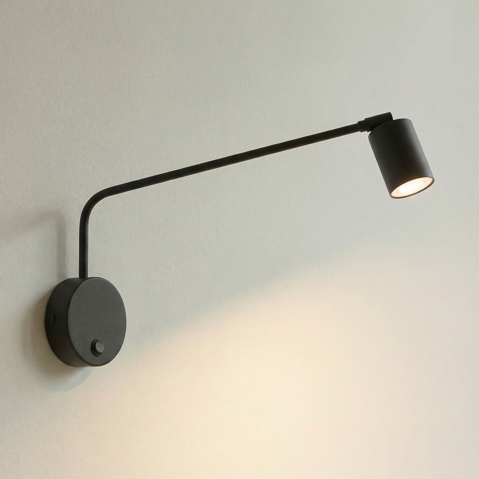 Applique murale Nex, noir, métal, hauteur 27 cm, GU10