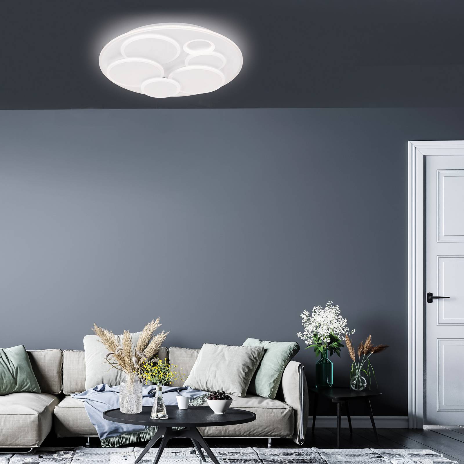 LED-Deckenlampe Dots, weiß, Ø 50 cm, Metall/Acryl, CCT günstig online kaufen