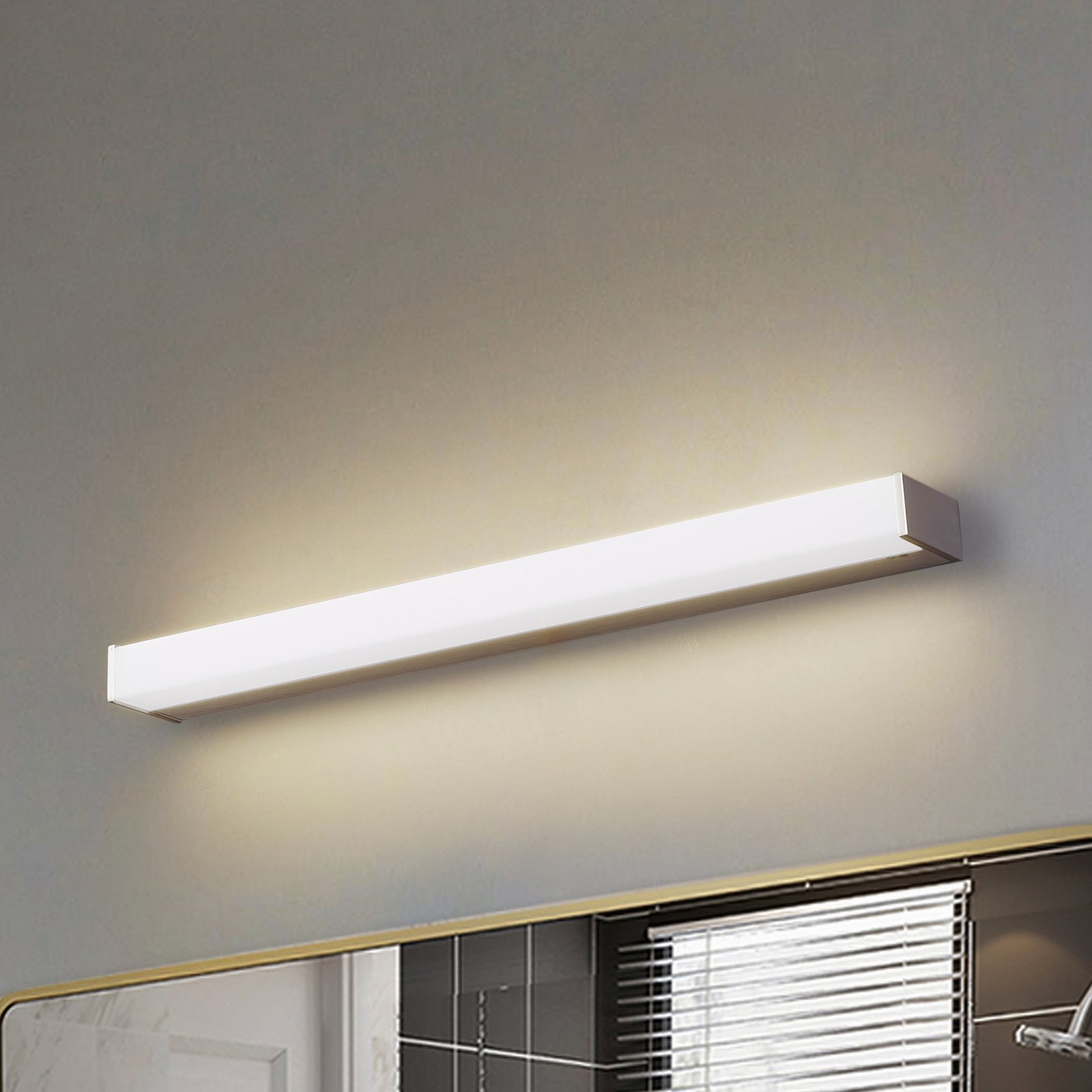 Lindby LED sienas lampa Philippa, leņķa formas, 59 cm, alumīnija krāsā, IP44