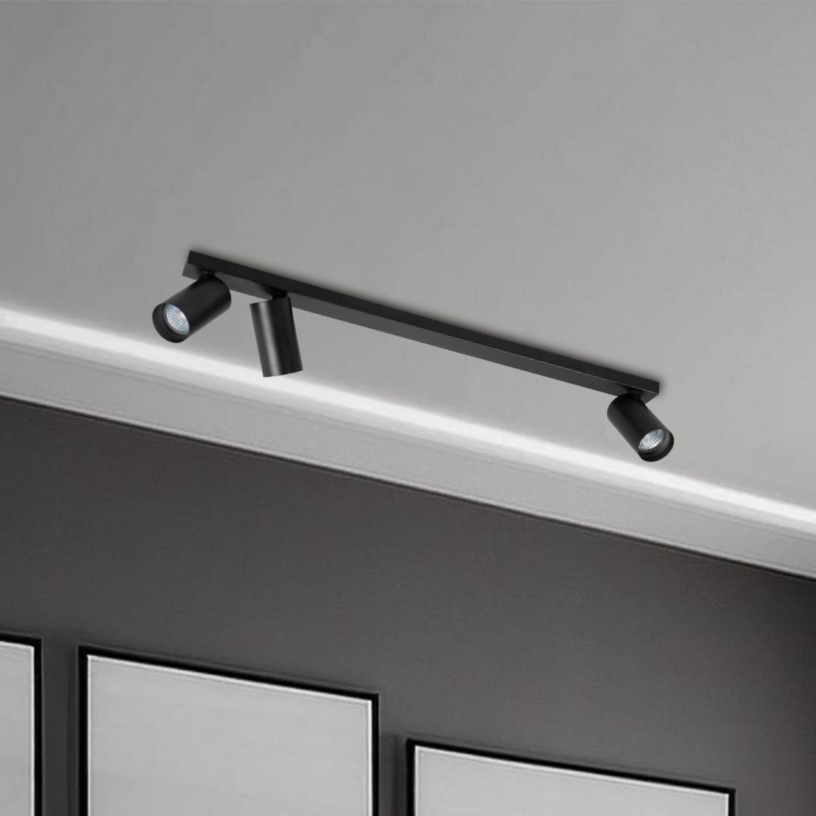 Spot de tavan Hero, negru, 3 becuri, 70 cm, metal, GU10