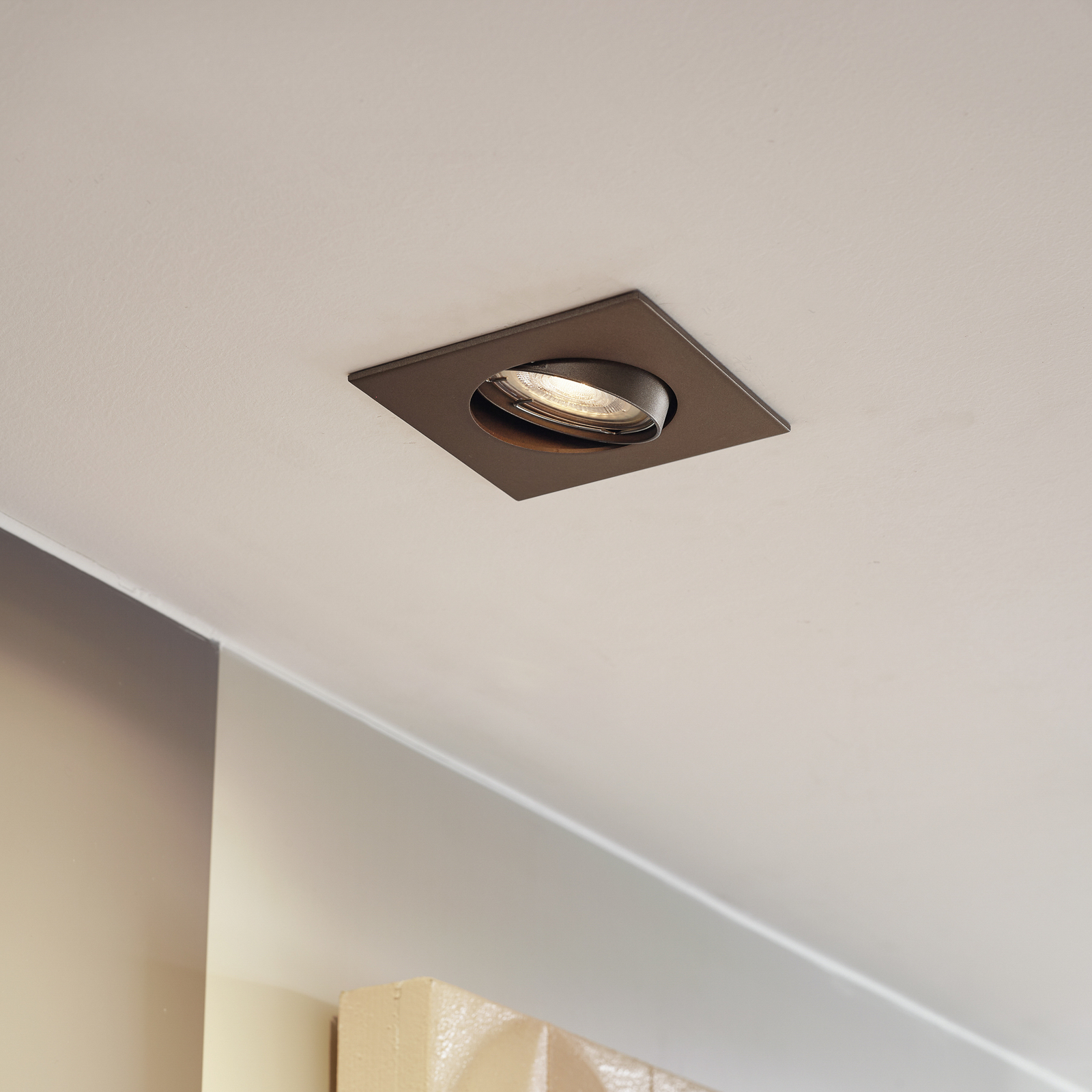 PRIOS inbouwlamp Fibur, mat brons, 9 cm, GU10, 10 stuks