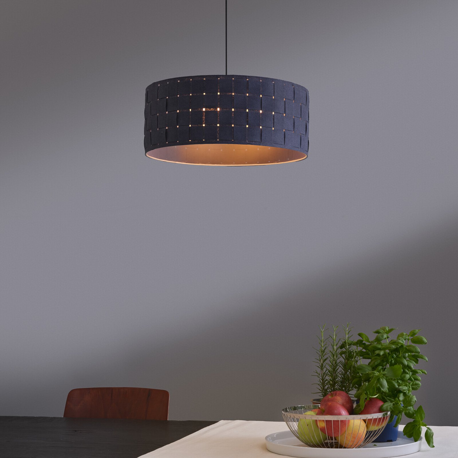 OSRAM hanging light Decor Felt Weaving, Ø 48 cm, grey, felt E27