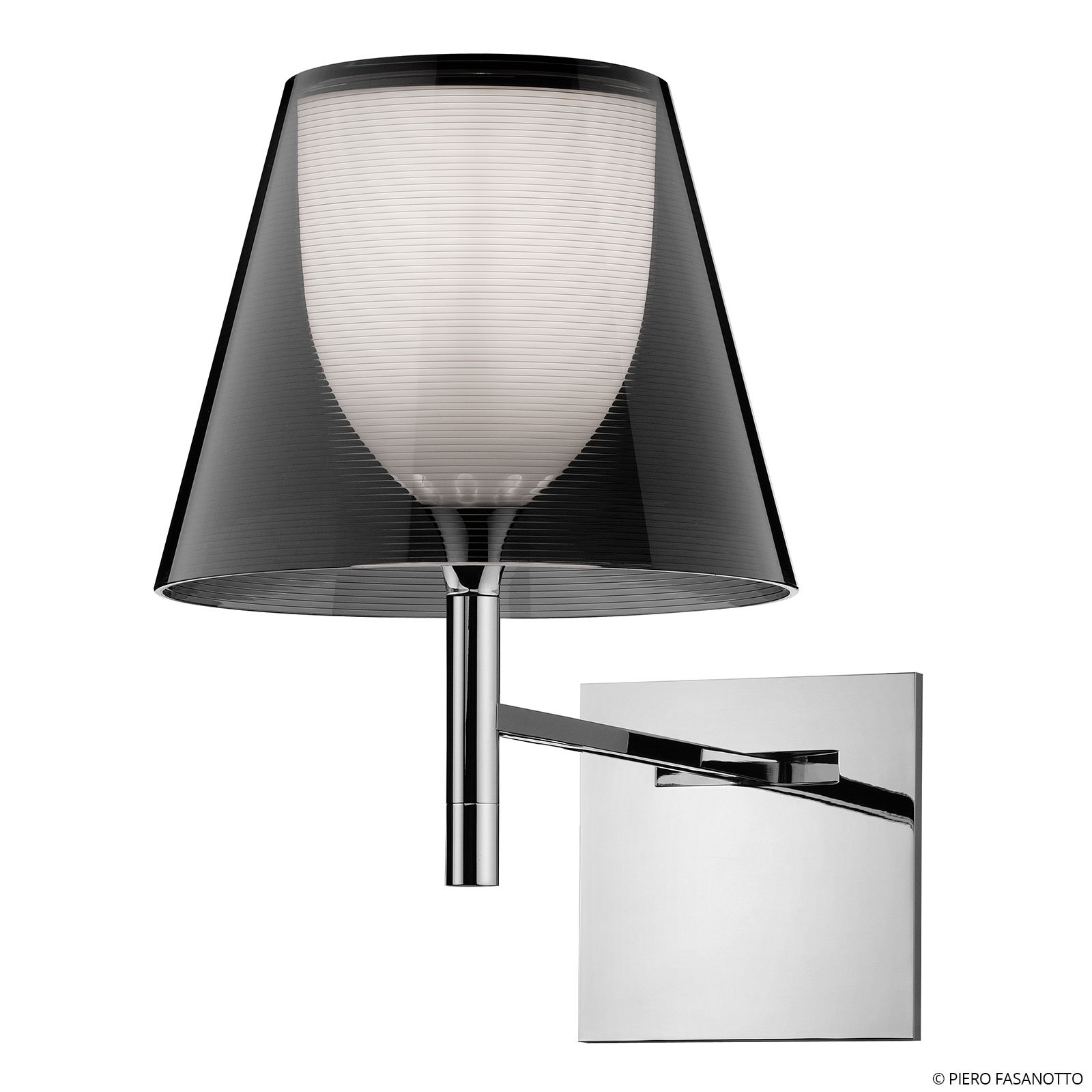 Flos FLOS KTribe W wall light smoky grey, for Living / Dining Room, PMMA, polycarbonate, aluminium, E27, 100 W, energy efficiency: A++, H: 35 cm