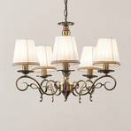 Lindby Finnick kroonluchter, 5-lamps, messing