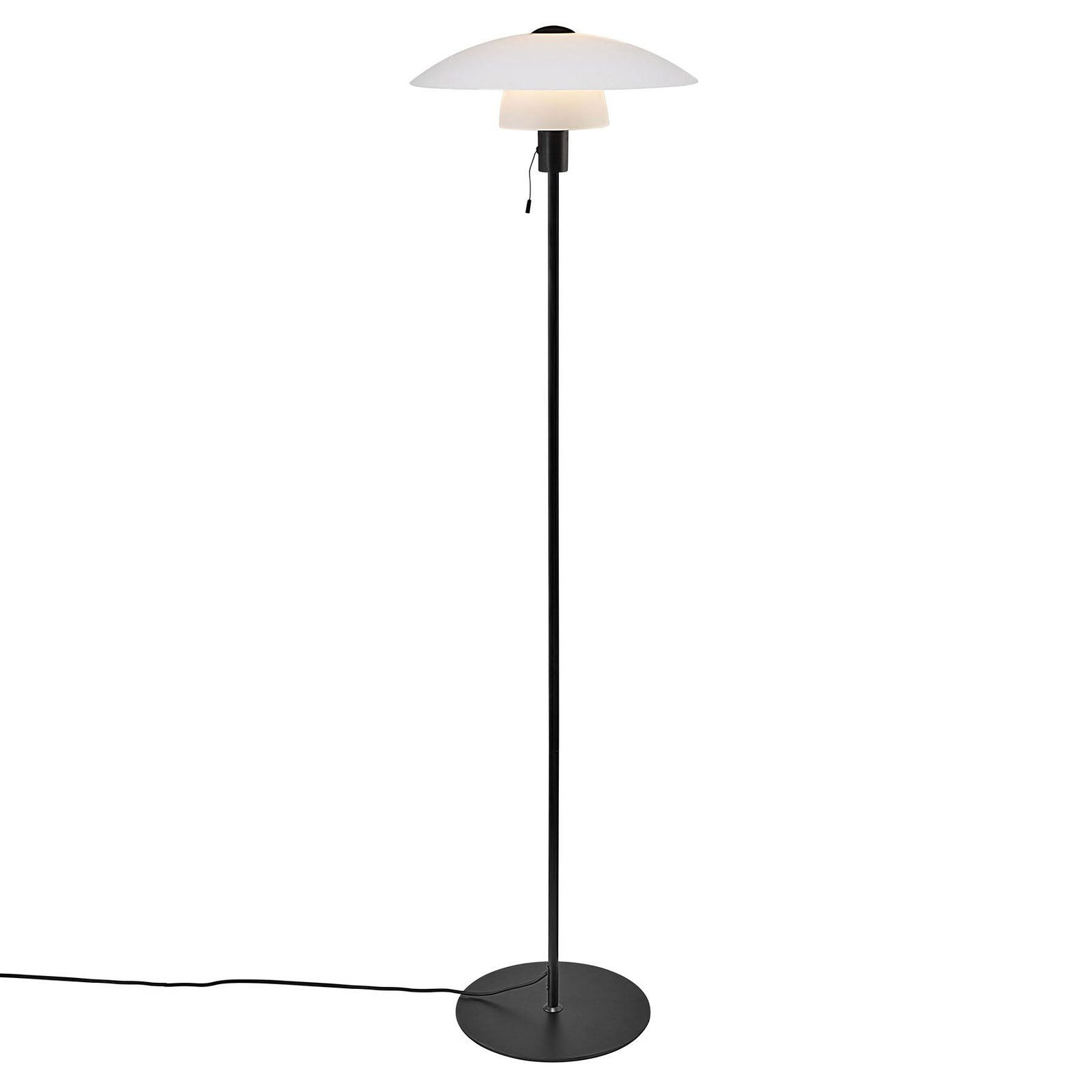 Verona floor lamp, black frame, opal lampshade