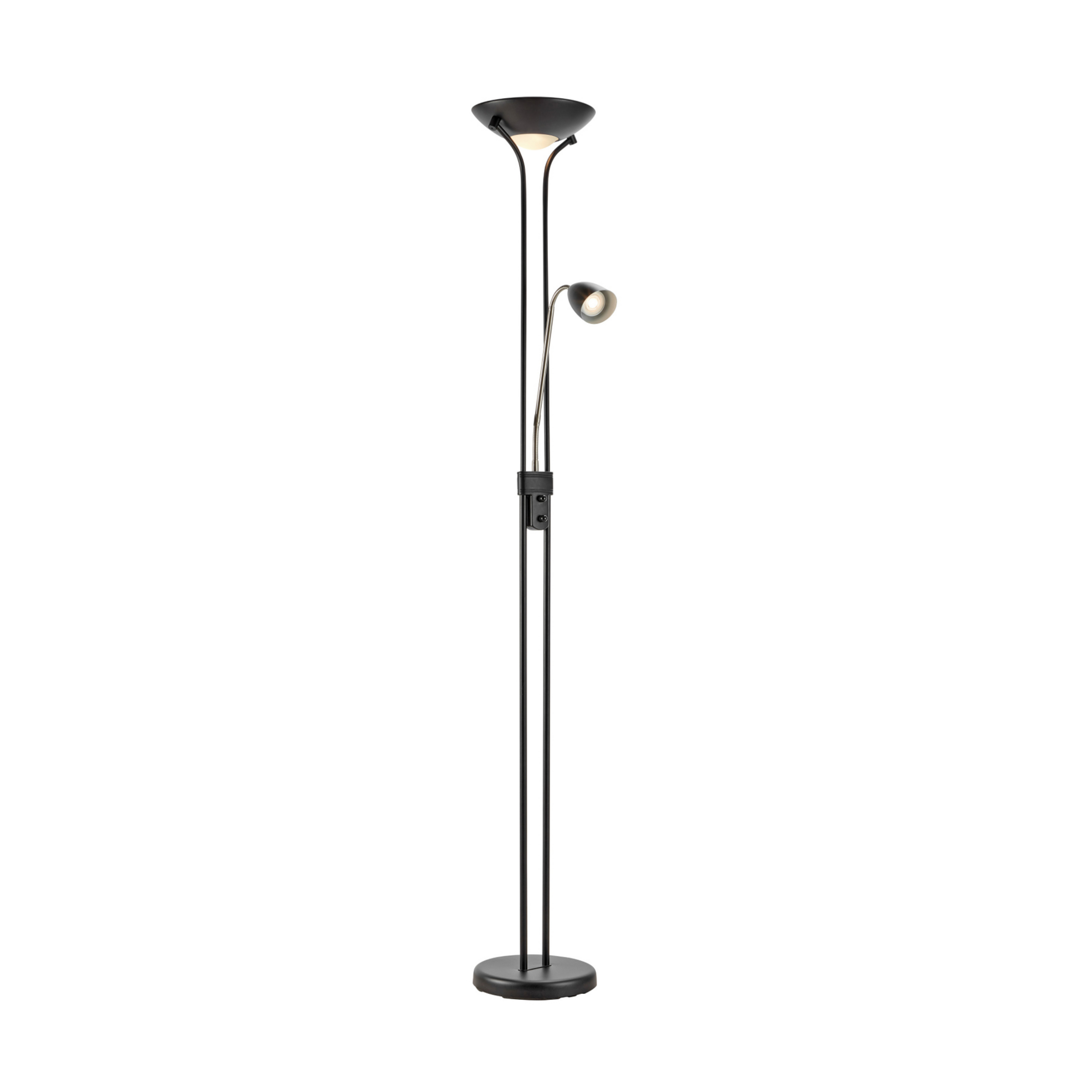 Modu LED uplighter, black, iron, reading light, height 180 cm, dimmable -