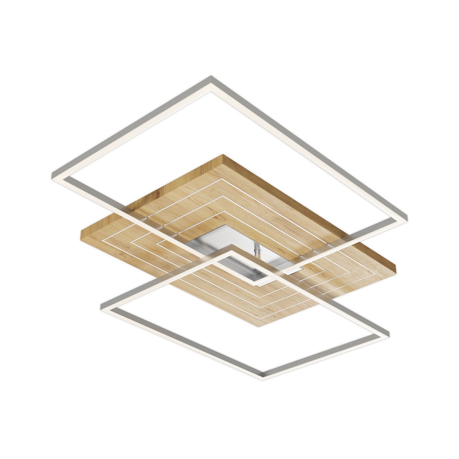 LED griestu lampa Inka L, garums 75 cm, gaiša koksne, dimmerējama