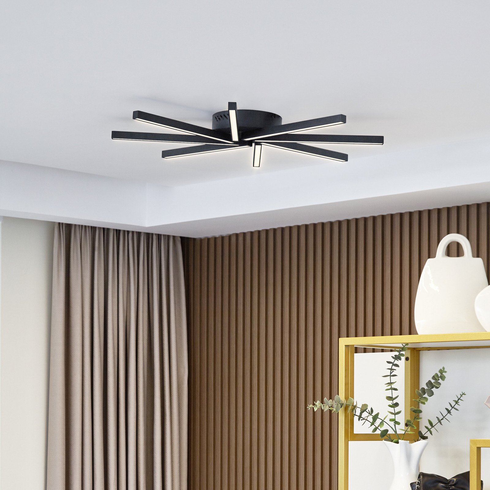 Plafonieră cu LED Lucande Tjado Ø 70 cm negru metal - Camera de zi / sufragerie - modern - negru alb