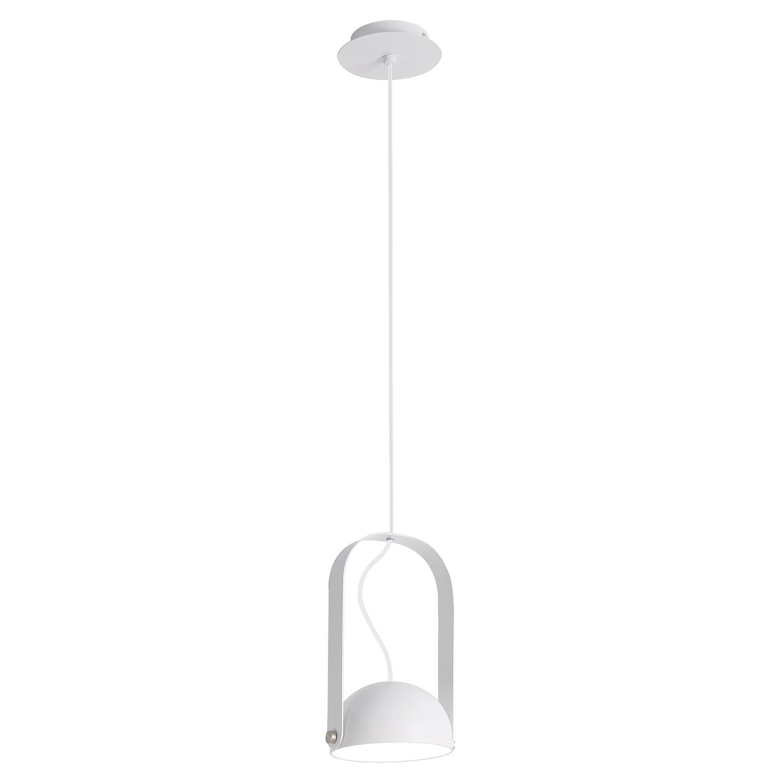 Hemi LED pendant light, pivotable lampshade, white