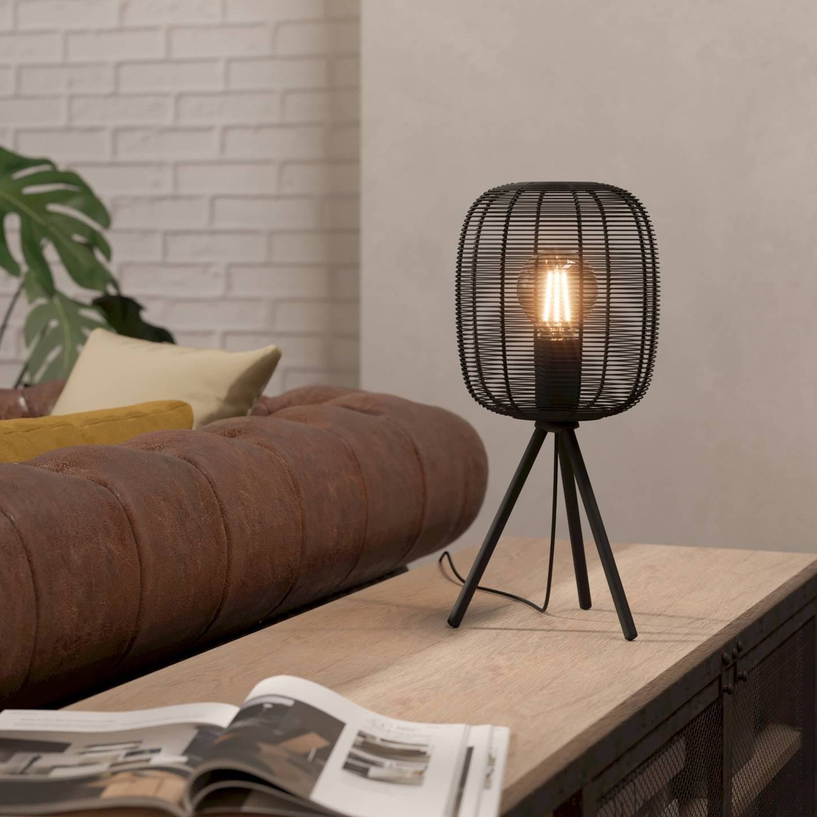 Rinroe asztali lámpa, magasság 44 cm, fekete, acél