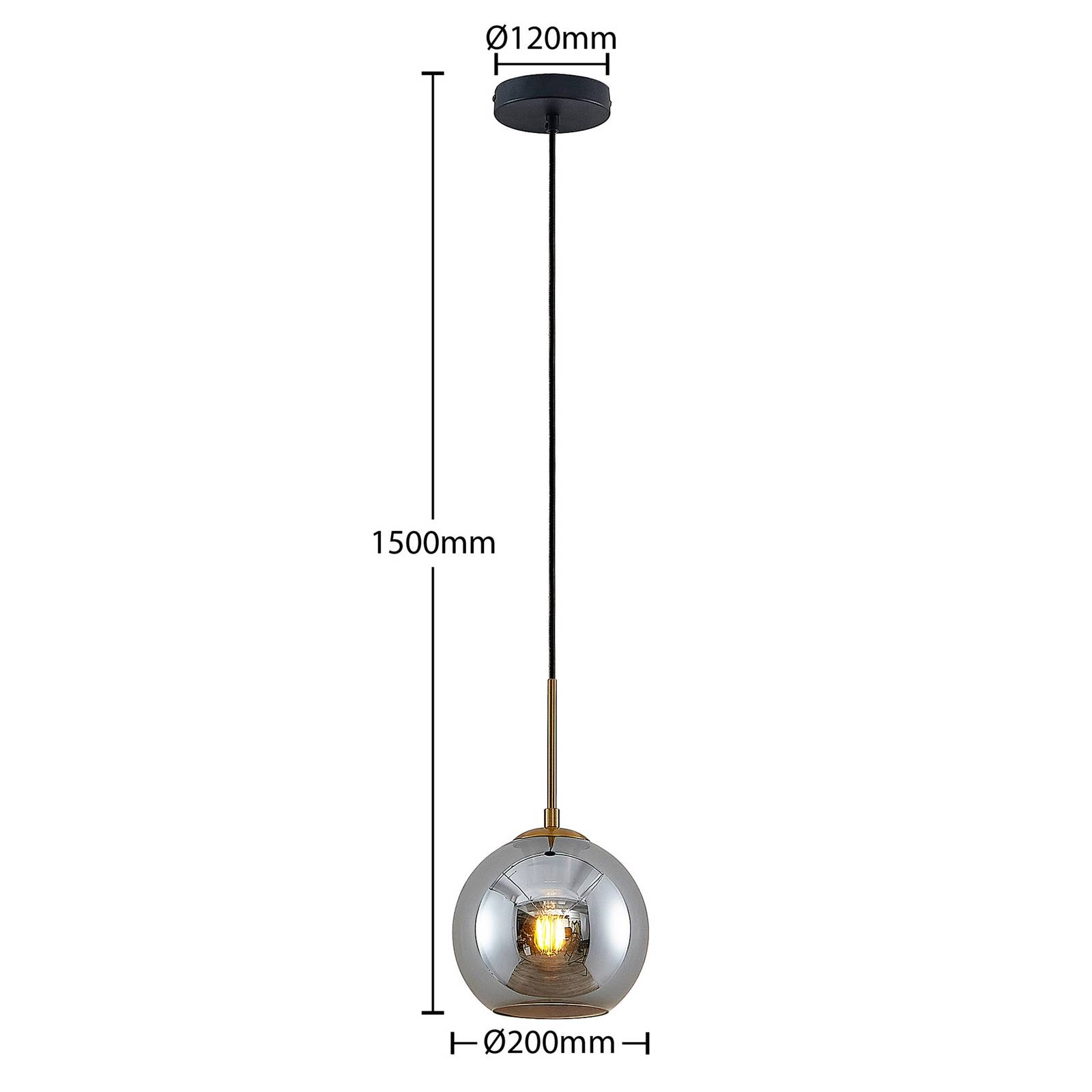 Lampa wisząca Lindby Jurian 1-punktowa, brąz/dym