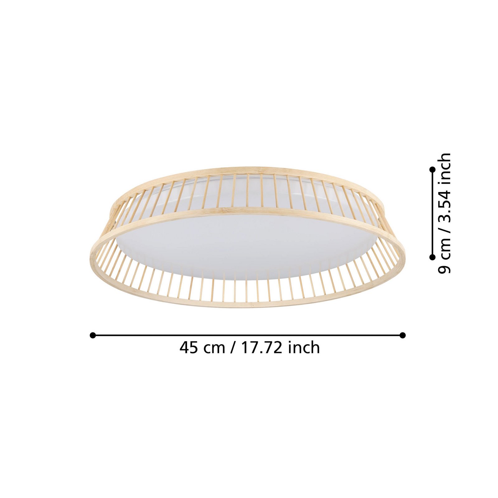 Candeeiro de teto EGLO LED Luppineria em vime Ø45cm