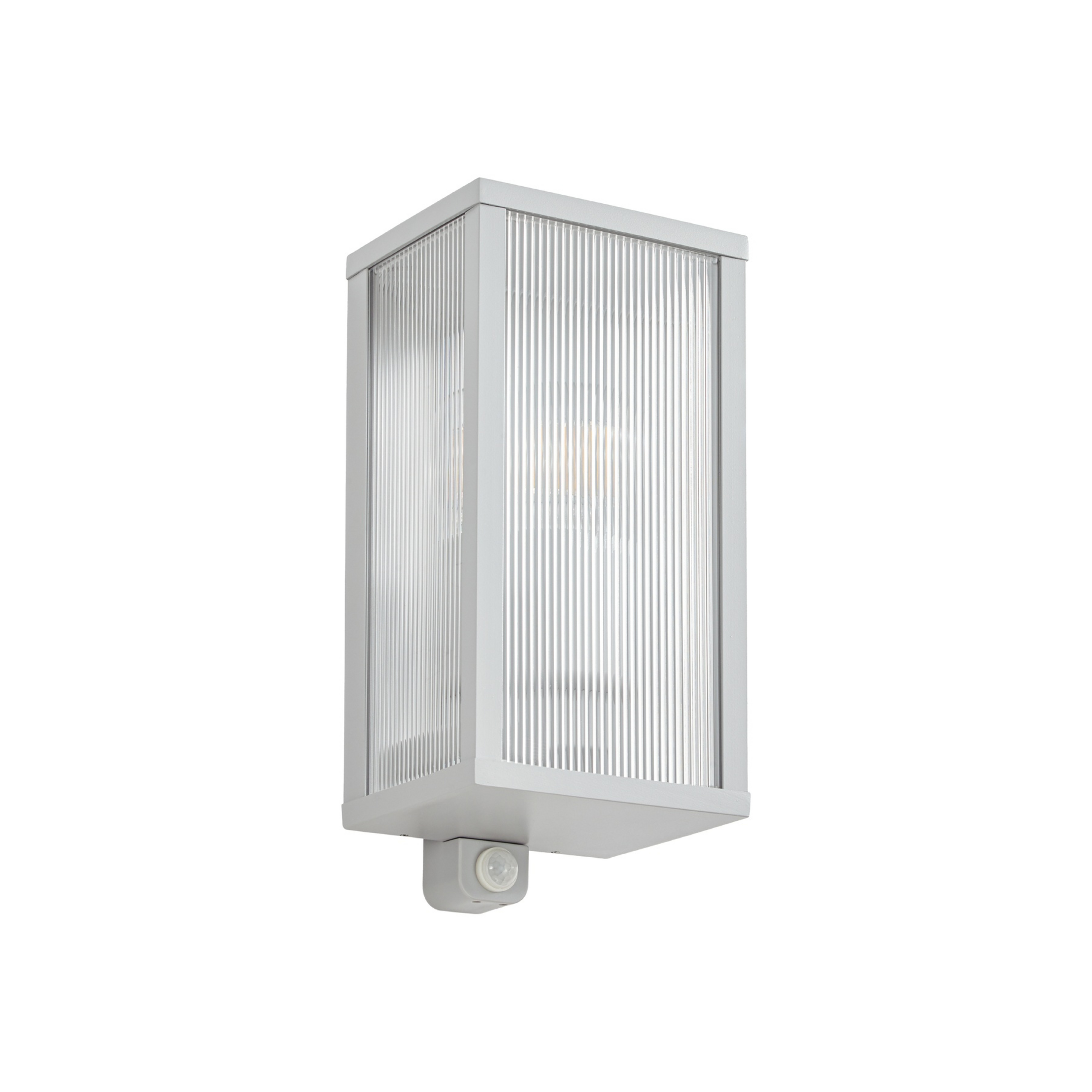 Peldar outdoor wall lamp, 26 cm, grey/ribbed, sensor, IP44 - Lindby